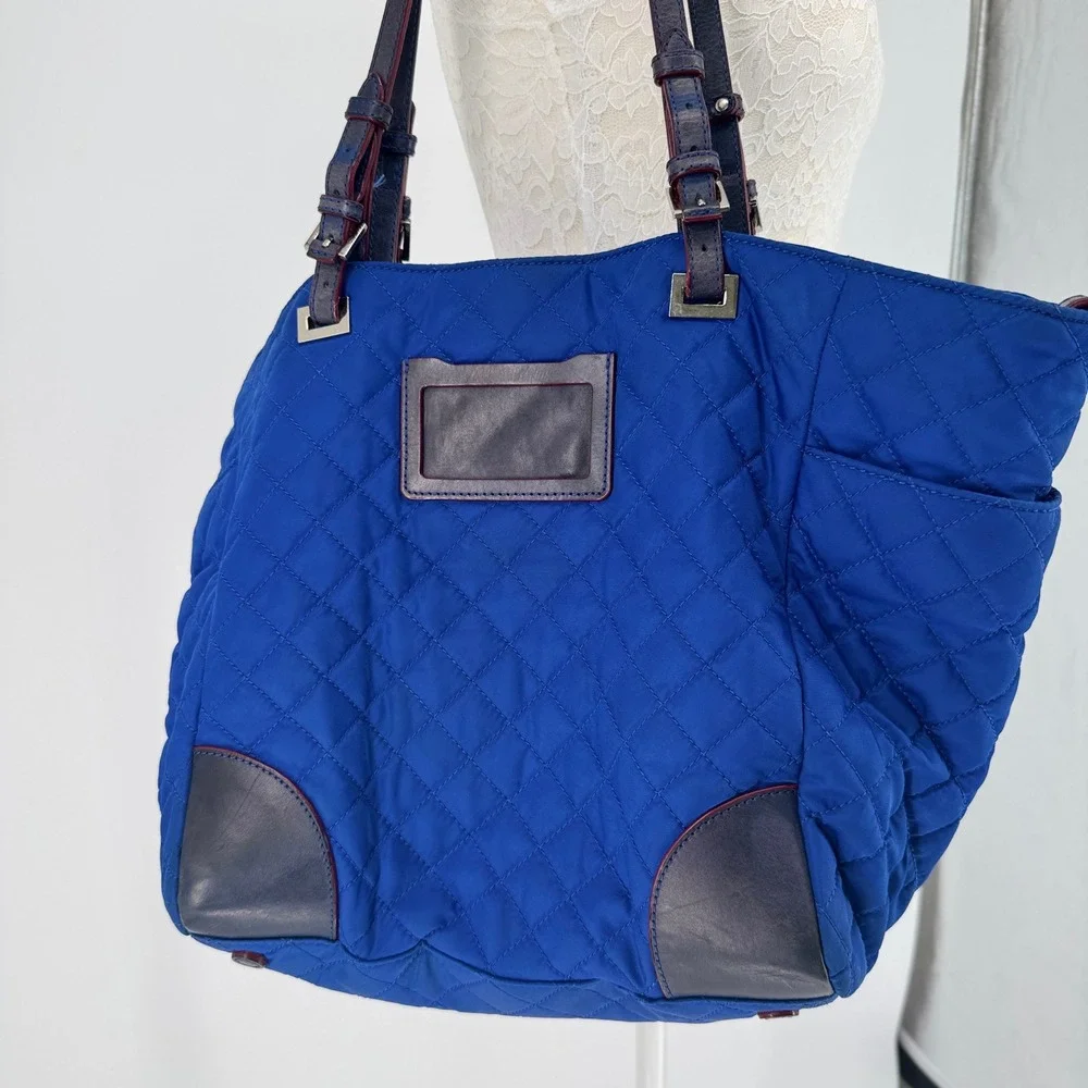 MZ Wallace‎ Tote Bag Womens Blue Quilted Nylon Large Shoulder Travel Satchel Bag